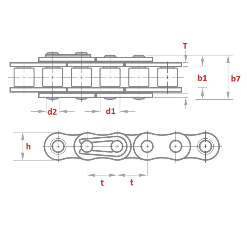 Цепь приводная роликовая 16A-1 (ГОСТ ПР 25,4-60 / ANSI 80-1) от CT-AGRI/ Цена за метр