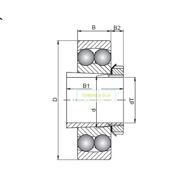 1316K+H316 (11314) СТ Шариковый двухрядный радиальный сферический подшипник с втулкой