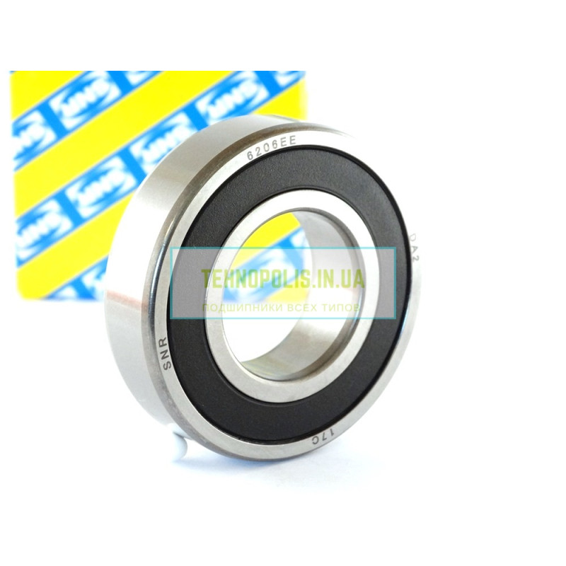 6206 EE (180206) SNR Кульковий однорядний радіальний підшипник