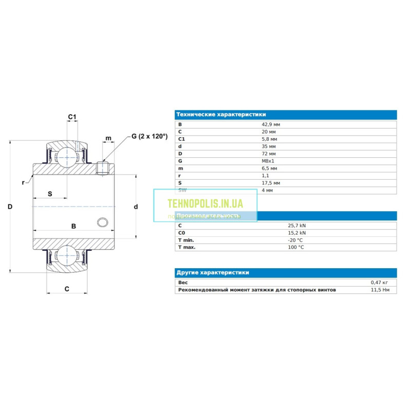 Підшипник UC 207.G2 SNR Франція